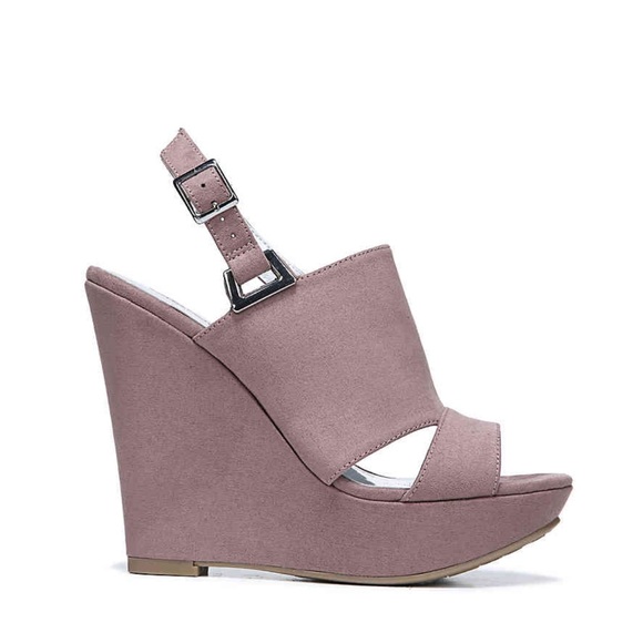 Mauve Towering Platform Wedge Slingback Sandal - Picture 5 of 6